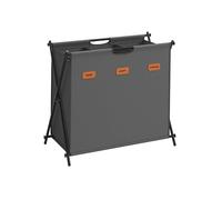 SONGMICS Cesto Ropa Sucia, Cesta para Colada, Clasificador de Ropa de 135 L, 3 Secciones, Marco en X Plegable, con Etiquetas Personalizables, Cuarto de Lavado, Dormitorio, Baño, Gris Pizarra LCB130G01