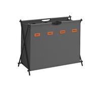 SONGMICS Cesto Ropa Sucia, Cesta para Colada, Clasificador de Ropa de 155 L, 4 Secciones, Marco en X Plegable, con Etiquetas Personalizables, Cuarto de Lavado, Dormitorio, Baño, Gris Pizarra LCB140G01