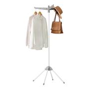 SONGMICS Clothes Drying Rack, 59-Inch Folding Laundry Drying Rack with 3 Rotatable Arms for Hangers, 4 Legs, Stainless Steel, for 27 Pieces of Clothes, Gray and White ULLR510G01