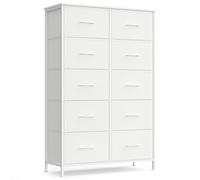 SONGMICS Cómoda, 10 Cajones, Estructura de Acero | Moderno, para Dormitorio, Armario, Pasillo, Salón, Blanco Nube y Blanco Nieve, BELLAH Colección LGS125WH01