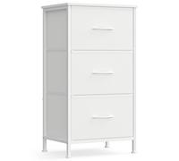 SONGMICS Cómoda, 3 Cajones de Tela, Acero, MDF, Tela no Tejida, para Dormitorio, Armario, Pasillo, Salón, Blanco Nube y Blanco Nieve