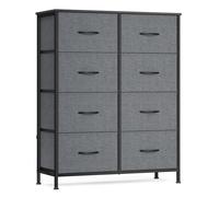 SONGMICS Cómoda, 8 Cajones de Tela, Acero, MDF, Tela no Tejida, para Dormitorio, Armario, Pasillo, Salón, Blanco Nube y Blanco Nieve/Blanco White
