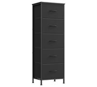 SONGMICS Cómoda, Cajonera con 5 Cajones de Tela, Acero | Estructura de Acero, para Dormitorio, Salón, Negro Tinta y Negro Ébano, Colección BELLAH LGS315BH03