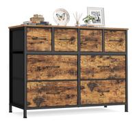 SONGMICS Cómoda, Cajonera con 8 Cajones de Tela, Organizador de Almacenamiento, 98,7 x 30 x 74,7 cm, para Dormitorio, Salón, Pasillo, Marrón Vintage y Negro Tinta, Colección BELLAH LGS234K101