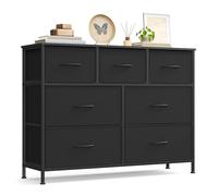 SONGMICS Cómoda con 7 Cajones, Negro, Colección BELLAH LGS323BH03 | Mueble de Almacenaje, para Dormitorio, Armario, Recibidor y Salón, Negro Tinta y Negro Ébano, Colección BELLAH LGS323BH03