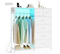 SONGMICS Comoda Dormitorio con 6 Cajones de Tela, 102,7 x 35 x 117,6 cm | Estructura de Acero, Organizador de Ropa con Estante para Zapatos, Nube Blanca, Colección BELLAH LGS523W102