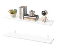 SONGMICS Conjunto de 2 Estantes de Pared, 80 x 20 x 10 cm, Blanco | Estantería de Madera y Acero, Estante para Baño, Cocina y Salón, Carga de 10 kg