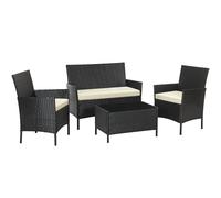 SONGMICS Conjunto de Muebles de Jardín, Muebles de Patio Ratán, Muebles de Mimbre de PE para el Patio, Negro y Topo Black