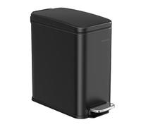 SONGMICS Cubo de Baño, 10 L, con Tapa, con Pedal, Acero, Cierre Suave | Papelera Baño, Cubo Basura Pequeño, Delgada para Espacios Pequeños, Negro Tinta, Colección PLUSHIC LTB561B10