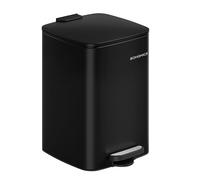 SONGMICS Cubo de basura con pedal de acero, 5.2 galones (20 L) con cubo interior, cierre suave y se mantiene abierto, tinta negra LTB592B02