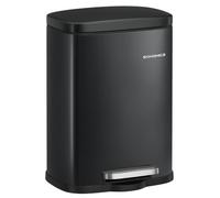 SONGMICS Cubo de Basura con Pedal, Papelera de Baño de Acero, 5 L, Cierre Suave, con Cubo Interior Extraíble, 29,3 x 21,5 x 18,7 cm, Negro, para Baño, Colección Plushic LTB005BZ02