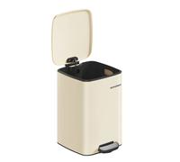 SONGMICS Cubo de Basura, Cubo de Basura de 20/30 L, Cubo de Basura de Cocina de Acero Inoxidable, con Cubo Interior, Cierre Suave y Permanece Abierto, Beige Arena/Negro Tinta/Plata Metálico/Azul Blanc