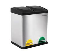 SONGMICS, cubo de basura de 30 litros, cubo de pisón de 2 x 15 litros, cubo de basura de acero inoxidable con cubo interior y sistema de separación. Modelo: LTB30L