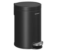 SONGMICS Cubo de Basura de Baño, 3 L, Cubo de Acero con Tapa de Cierre Suave, Cubo Interior, para Residuos, Dormitorio, Negro Tinta LTB013BZ01