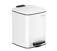 SONGMICS Cubo de Basura de Baño, 6 L, Acero, con Pedal | Compacta, con Tapa de Cierre Suave, para Espacios Pequeños, Blanco Mate, Colección PLUSHIC LTB590W0602