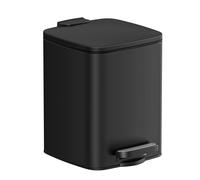 SONGMICS Cubo de Basura de Baño, 6 L Cubo Basura Compacta, con Pedal, para Espacios Pequeños, con Tapa de Cierre Suave, Acero, Negro/Blanco/Gris Pizarra Negro