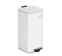 SONGMICS Cubo de Basura de Cocina, 30 L, Acero, Cierre Suave | Con Cubo Interior, Permanece Abierto, Blanco Mate, Colección Plushic LTB593W02