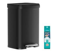 SONGMICS Cubo de Basura de Cocina, 50 L, Cubo de Basura de Metal con Pedal y Tapa, Alto y Grande, Negro LTB530B5002