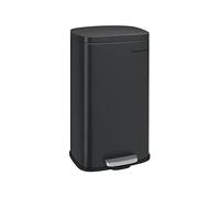 SONGMICS Cubo de Basura de Cocina con Pedal, 30 L, Acero | Contenedor con Tapa de Cierre Suave y Cubeta Interior, Negro Tinta, Colección PLUSHIC LTB03BK