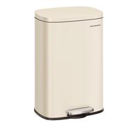 SONGMICS Cubo de basura para cocina, 50 litros, cubo de basura con pedal, con tapa, cierre suave, pedal de acero, cubo interior, color beige arena LTB050A02