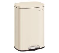 SONGMICS - Cubo de basura para cocina, cubo de basura con pedal, acero, 50 litros, color arena