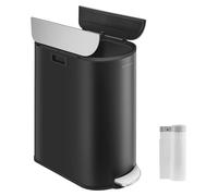 SONGMICS, cubo de basura para cocina, sistema de separación de residuos con 2 compartimentos, de 30 L y 20 L, cubo de basura estrecho, cubo con pedal para materiales reciclables y residuos, con tapa d