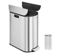 SONGMICS, cubo de basura para cocina, sistema de separación de residuos con 2 compartimentos, de 30 L y 20 L, cubo de basura estrecho, cubo con pedal para materiales reciclables y residuos, con tapa d