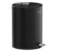 SONGMICS Cubo de Basura para Cosméticos, 6 L, Acero, con Pedal | con Tapa, Cierre Suave, Interior de Plástico Extraíble, para Baño, Oficina, Negro Tinta, Colección PARRI LTB012BZ01