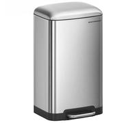 SONGMICS Cubo de Basura para la Cocina, 30 L, Cubo de Pedal de Acero con Tapa y Cubo Interior, Cierre Suave, Plata LTB01L