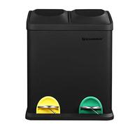 Songmics Cubo de Reciclaje, Residuos de 30 Litros, 2 Cubos de Basura de 15 Litros, con Cubos Internos, Pedales Codificados por Colores, para la Cocina, Sala de Estar, Negro, LTB30B