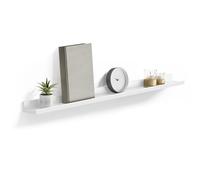 SONGMICS CUSTOS Colección - Estante de Pared, Estante Flotante, Ancho de 110 cm, para Marcos de Fotos y Adornos, para Salón, Oficina en Casa, Baño, Cocina, Blanco Brillo LWS46WTV2