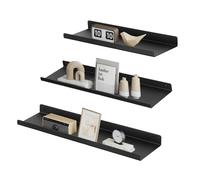 SONGMICS CUSTOS Colección - Estantes de Pared, de Metal, Lote de 3 Unidades, flotantes, Estilo Industrial, para Decoraciones, Marcos de Fotos, Negro LFS12BK