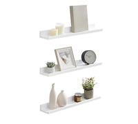 SONGMICS CUSTOS Colección - Estantes de Pared, Juego de 2, Estantes Flotantes, Ancho de 80 cm, para Marcos de Fotos y Adornos, para Salón, Oficina en Casa, Baño, Cocina, Blanco Mate LWS080W01V2