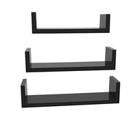 SONGMICS Custos Colección - Estantes de Pared, Juego de 6, 30/35/40 cm, Estantes Flotantes, Colgantes, Carga de 10 kg, para Salón, Oficina, Baño, Cocina, Negro Tinta LWS40BKV1