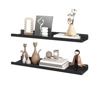 SONGMICS Custos Colección - Estantes de Pared Metálicos, Juego de 2 Estantes Flotantes, Estilo Industrial, para Decoración, Marcos de Fotos, Adornos, 4 Tornillos Incluidos, Negro Tinta LFS014BH01