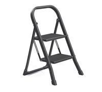 SONGMICS Escalera de Tijera, Escalera con 2 Peldaños, Peldaño Plegable, Bloqueo de Seguridad, Fácil de Guardar, Carga hasta 150 kg, Negro GSL012BZ01