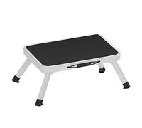 SONGMICS Escalera Plegable, Antideslizante, Acero, 150 kg | Taburete Plegable, 46 x 32 x 17 cm, Portátil, Cocina, Negro y Blanco, Colección Brody, GSL01WT