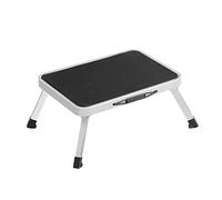 SONGMICS Escalón, Taburete Escalón, Escalera Plegable, Acero, un Peldaño, Superficie de Apoyo Antideslizante, Carga hasta 150 kg, Tamaño Plegado 38 x 26 x 4 cm, Blanco GSL01WT
