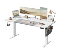SONGMICS Escritorio Eléctrico, 70 x 160 x (71-120) cm | Ajustable sin Escalonamiento, Memoria con 4 Alturas, Tablero Empalmado, Blanco, Colección BALOK LSD026W02