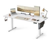SONGMICS Escritorio Eléctrico, Regulable en Altura, 180 x 80 cm, Regulación Continua, 4 Alturas de Memoria, Puerto USB-C, Blanco Nube LSD138W01