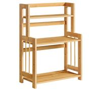 SONGMICS Especiero, Estante de Especias, Estante Almacenamiento de 3 Niveles, en la Encimera, Organizador, Marco de Bambú, para Cocina, Comedor, Oficina, Roble Natural y Blanco Nube/Beige Natural Beig