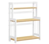SONGMICS Especiero, Estante de Especias, Estante Almacenamiento de 3 Niveles, en la Encimera, Organizador, Marco de Bambú, para Cocina, Comedor, Oficina, Roble Natural y Blanco Nube/Beige Natural Robl