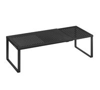 SONGMICS Especiero, Extensible, Organizador de Cocina, Estante de Cocina, Organizador de Armario, Estante Pequeño, Metal, Encimera, Mesa, Zapatero, Negro Mate/Blanco Mate