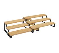 SONGMICS Especiero, Juego de 2 Estante para Especias, Especiero Extensible de 3 Niveles, de Bambú, Apilable, para Despensa, Encimera, Mostrador, Natural y Negro/Natural y Blanco