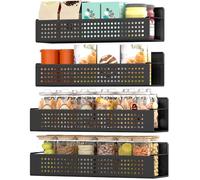 SONGMICS Especiero Magnético, Juego de 4, 2 Estantes Grandes y 2 Pequeños, Organizador de Especias sin Taladrar, para Cocina, Frigorífico, Microondas, Lavadora, Negro Tinta KCS061B01