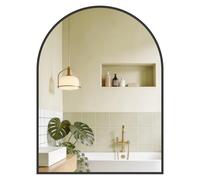 SONGMICS Espejo de Baño, Espejo de Pared, Arqueado, Marco de Aluminio, 81 x 61 cm, Lámina de Seguridad, Montaje Fácil, para Salón, Dormitorio, Negro Tinta LWM015BD01