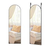 SONGMICS Espejo de Cuerpo Entero, 120 x 40 cm, Espejo Curvado, Montaje en Pared o Puerta, Marco de aleación de Aluminio, Vidrio Templado para Dormitorio, salón, Armario, Color Negro Tinta, LFM033B01