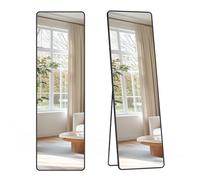 SONGMICS Espejo de Cuerpo Entero, 150 x 40 cm, Espejo Rectangular con Soporte, con Marco de Aleación de Aluminio, Cristal Templado, para Dormitorio, Salón, Vestuario, Negro Tinta LFM034B01
