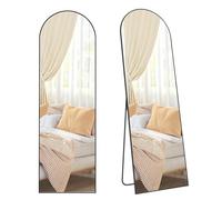 SONGMICS Espejo de Cuerpo Entero, 160 x 50 cm, Espejo Arqueado con Soporte, con Marco de Aleación de Aluminio, Cristal Templado, para Dormitorio, Salón, Vestuario, Navidad, Negro Tinta LFM031B01