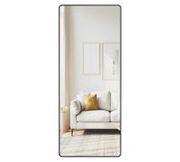 SONGMICS Espejo de Cuerpo Entero, 165 x 60 cm, Espejo de Pie Rectangular con Soporte, con Marco de Aleación de Aluminio, Cristal Templado, para Dormitorio, Salón, Vestuario, Negro Tinta